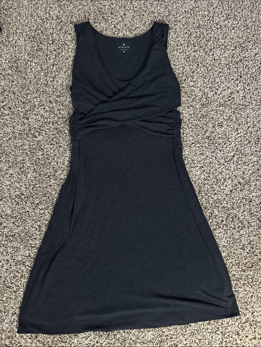 Athleta Black Sleeveless Twist-Waist Midi Dress